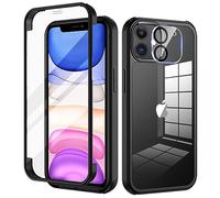 seacosmo Funda para iPhone 11-6.1'' con Protector Pantalla Cristal Templado HD, Protector de Cámara Vidrio Templado 9H, Anti- Arañazos Antigolpes 360° Carcasa Transparente para iPhone 11-Negro Borde