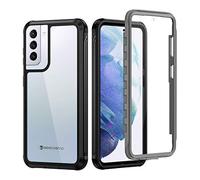 seacosmo Funda para Samsung S21+ Plus 5G 6,7", Antigolpes 360° con Protector de Pantalla Incorporado [Anti-Amarilleo] Carcasa Ultrafina Transparente de PC Rigida para Samsung Galaxy S21 Plus, Negro
