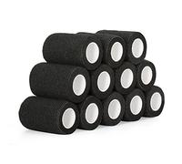 SEADESKY 12 Rollos Vendas Autoadhesivas Banda Venda Cinta 7,5cm x 4.5m Venda Cohesiva Envoltura Tape Vet Deportivo Cohesivo Cinta Bendaje Adhesiva Elástico (Negro)