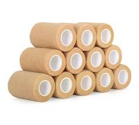 SEADESKY 12 Rollos Vendas Autoadhesivas Banda Venda Cinta 7,5cm x 4.5m Venda Cohesiva Envoltura Tape Vet Deportivo Cohesivo Cinta Bendaje Adhesiva Elástico (Beige)