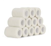 SEADESKY 12 Rollos Vendas Autoadhesivas Banda Venda Cinta 7,5cm x 4.5m Venda Cohesiva Envoltura Tape Vet Deportivo Cohesivo Cinta Bendaje Adhesiva Elástico (Blanco)