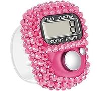 Seadiquiet Contador electrónico con pantalla, contador de dedos electrónico portátil reajustable para golf, pista y campo, contador de vueltas (rosa)