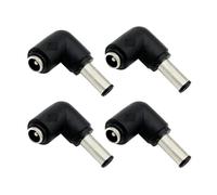 Seadream Adaptador de corriente CC macho de 6,0 x 4,4 mm a hembra de 5,5 x 2,1 mm, ángulo recto de 90 grados, negro, paquete de 4