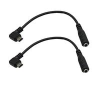 Seadream Cable adaptador de micrófono mini USB macho a conector hembra de 3,5 mm en ángulo recto de 6 pulgadas (negro, 2 unidades)
