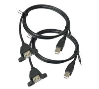 Seadream Cable de impresora USB; paquete de 2 USB 2.0 tipo A hembra a cable USB B macho; cable USB A a B, 3 pies (1 metro), negro