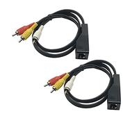 Seadream Paquete de 2 extensores de vídeo y audio de 80 cm 3 RCA a RJ45 Balun a cable Ethernet Cat5/6/7 de hasta 1000 pies
