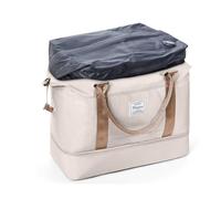 SEAFEW Bolsa de Viaje al vacío con Bomba para Easyjet,Impermeable Bolsa de Deporte para Gimnasio,Bolsa de Mano Equipaje de Fin de Semana para Mujer,Bolso de Natación para Playa,R3-Beige Marrón