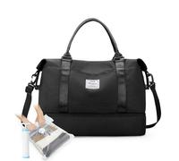 SEAFEW Bolsa de Viaje al vacío para Easyjet,Impermeable Bolsa de Deporte para Gimnasio,Bolsa de Mano Equipaje de Fin de Semana para Mujer,Bolso de Natación para Playa,Q2 Negro
