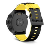 SeaFicco 24mm Correa de Reloj de Silicona Compatible con Suunto 7 /Suunto 9 /Suunto 9 Baro/Suunto Spartan Sport/Suunto Spartan Sport Wrist HR/Suunto D5 Pulsera de Repuesto (Negro/Amarillo)