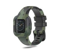 SeaFicco Correa de Reloj Impresión de Patrones Pulsera de Silicona Correa de Repuesto Brazalete de Muñeca Banda de Deportes Compatible para Garmin Vivofit jr.3 (Camuflaje Verde)