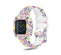 SeaFicco Correa de Reloj Impresión de Patrones Pulsera de Silicona Correa de Repuesto Brazalete de Muñeca Banda de Deportes Compatible para Garmin Vivofit jr.3 (Cara Color)