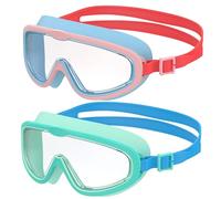 Seaflar 2Pcs Gafas de Natación Infantiles de Marco Grande, Visión Clara Antivaho, Protección UV, Ajuste Rápido, Aro de Silicona, Gafas Unisex para Niños y Adolescentes de 3 a 14, T