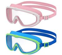 Seaflar 2Pcs Gafas de Natación Infantiles de Marco Grande, Visión Clara Antivaho, Protección UV, Ajuste Rápido, Aro de Silicona, Gafas Unisex para Niños y Adolescentes de 3 a 14, M
