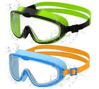 Seaflar 2Pcs Gafas de Natación Infantiles de Marco Grande, Visión Clara Antivaho, Protección UV, Ajuste Rápido, Aro de Silicona, Gafas Unisex para Niños y Adolescentes de 3 a 14, R