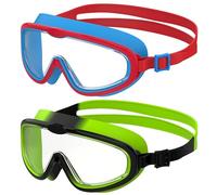Seaflar 2Pcs Gafas de Natación Infantiles de Marco Grande, Visión Clara Antivaho, Protección UV, Ajuste Rápido, Aro de Silicona, Gafas Unisex para Niños y Adolescentes de 3 a 14, K