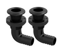 SEAFLO Casco pasante en ángulo de 90° de 1-1/8 pulgadas con válvula de retención integrada, anticorrosión y ultraduradero para marina, barco, yate, RV, camioneta. (1-1/8 pulgadas, negro, paquete de 2)