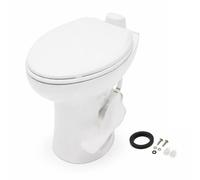 SEAFLO Inodoro de porcelana para RV con taza alargada, altura residencial de 48 cm, descarga por gravedad, descarga de pedal de pie, asiento de cierre suave, fácil instalación, SFRTCH-02-01