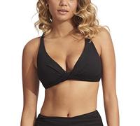Seafolly Women's Standard DD Cup Double Wrap Front Bra Bikini Top Swimsuit, Eco Collective Black, 12