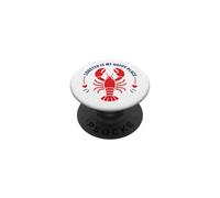 Seafood Quote Coastal Humor Lobster Is My Happy Place PopSockets PopGrip Adhesivo