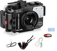 Seafrogs - Carcasa subacuática para cámara Olympus TG-6 de 60 m, Funda Impermeable con Rosca de 52 mm y 67 mm, Puertos de Fibra óptica duales, detección de Fugas (TG-6+ Negro)