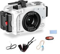 Seafrogs - Carcasa subacuática para cámara Olympus TG-6 de 60 m, Funda Impermeable con Rosca de 52 mm y 67 mm, Puertos de Fibra óptica duales, detección de Fugas (TG-6+ Blanco)