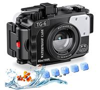 Seafrogs - Carcasa subacuática para cámara Olympus TG-6 de 60 m, Funda Impermeable con Rosca de 52 mm y 67 mm, Puertos de Fibra óptica duales, detección de Fugas (TG-6/Negro)