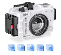 Seafrogs - Carcasa subacuática para cámara Olympus TG-6 de 60 m, Funda Impermeable con Rosca de 52 mm y 67 mm, Puertos de Fibra óptica duales, detección de Fugas (TG-7/White)
