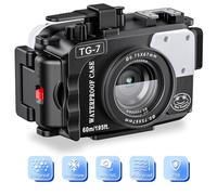 Seafrogs - Carcasa subacuática para cámara Olympus TG-7 de 60 m, Funda Impermeable con Rosca de 52 mm y 67 mm, Puertos de Fibra óptica duales, detección de Fugas (TG-7/Negro)