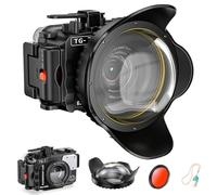 Seafrogs - Carcasa subacuática para cámara Olympus TG-7 de 60 m, Funda Impermeable con Rosca de 52 mm y 67 mm, Puertos de Fibra óptica duales, detección de Fugas (TG-7-negro+JT+HJ)