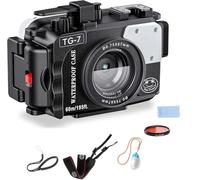 Seafrogs - Carcasa subacuática para cámara Olympus TG-7 de 60 m, Funda Impermeable con Rosca de 52 mm y 67 mm, Puertos de Fibra óptica duales, detección de Fugas (TG-7+ Negro)