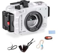 Seafrogs - Carcasa subacuática para cámara Olympus TG-7 de 60 m, Funda Impermeable con Rosca de 52 mm y 67 mm, Puertos de Fibra óptica duales, detección de Fugas (TG-7+ Blanco)