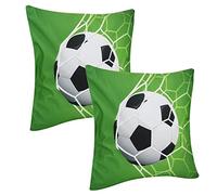 SEAFRONT 2 Uds Funda de Cojín de Tiro Deportivo Fundas de Almohada con Patrón de Bola de Deportes de Moda Fundas de Almohada Cuadradas Decorativas 17,7x17,7 Pulgadas (Fútbol)