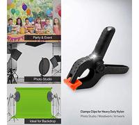 SEAFRONT 4 Abrazaderas de Resorte para Telón de Fondo, Clips Resistentes, Acero Al Carbono de Nailon Resistente para Fotografía, Carpintería y Fondos de Lienzo (Negro 5)