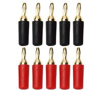 SEAFRONT 5 Juegos de Conector de Altavoz Macho de 2,5mm Conector de Altavoz Macho de Soldadura de Latón Chapado en Oro Rojo y Negro