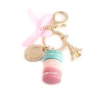 SEAFRONT Colorido Macaroon Llavero Aleación Torre Eiffel Llavero Llavero Bolsa Colgante Coche Encanto Decoración Llavero Longitud Total 12 Cm (Verde)