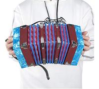 SEAFRONT Instrumento Concertina Acordeón Azul Cielo, Acordeón Concertina Portátil de Madera Maciza 20 Botones con Correa de Mano y Bolsa de Transporte, para Adultos Niños Principiantes Practican