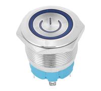 SEAFRONT Interruptor de Botón de 2 Piezas, Botón Pulsador Momentáneo de Acero Inoxidable, 22 Mm, Resistente Al Agua, 12-24 V CC para Control de Circuitos en Proyectos Eléctricos (BLUE)