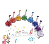 SEAFRONT Juego de Percusión Musical de Campanas de Mano de 8 Piezas Campanas de Metal con de Plástico Afinadas de C a C Alto Juego Fácil y Colorido para Niños Clases de Música Fiestas Bodas Juegos