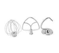 SEAFRONT Kit de Accesorio de Mezclador de Acero Inoxidable de 3pcs para Cocina, que Incluye Gancho de Masa, Batidor Plano y Látigo de Alambre, Ideal para Usuarios de Mezcladores de Cabeza de