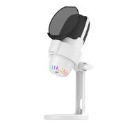 SEAFRONT Kit de Micrófono USB RGB con 8 Modos de Iluminación Dinámica Reducción de Ruido ENC Silencio de una Tecla Plug Play para Juegos Streaming Podcasting PC iOS (White)