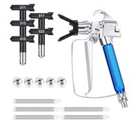 SEAFRONT Kit de Rociador de Pintura sin Aire Juego de Pistola de Pulverización sin Aire 5 Boquillas con Patrón de Rociado Ajustable para Muebles Techos Naves Puentes Pintura Industrial