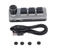 SEAFRONT RGB LED 3 Teclas 1 Mando Mini Teclado Mecánico con Interruptor Rojo a Prueba de Polvo Conexión USB C Soporte Configuración de Botón de Personalización para Medios de Música de