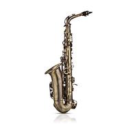 SEAFRONT Saxofón Alto Principiante Estudiante Kit Completo Latón Eb Mi Bemol Instrumento de Viento de Madera con Alto F Acabado Antiguo Estuche Acolchado para Práctica Clásica de Jazz