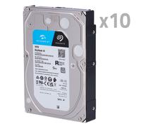 SEAGATE 10XHD10TB-S-AI Pack de discos duros - 10 unidades - Seagate SkyHawk ST10000VE0008 - Hasta 32 transmisiones de inteligen