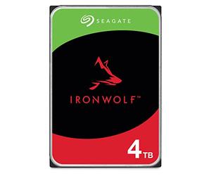 Seagate IronWolf 4TB, Disco duro interno, NAS HDD, CMR, 3.5 Pulgadas, SATA 6 GB/s, caché de 256 MB para almacenamiento conectado a red RAID, Paquete Abre-fácil, Rescue Services (ST4000VNZ06)