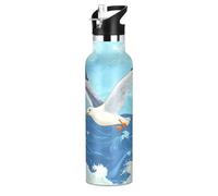 Seagull Flying over The Ocean - Botella de agua aislada deportiva con tapa de boquilla a prueba de fugas, doble pared al vacío para niños y niñas