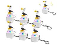 Seagull Mine Sound Button Keychain, Con Sonido Real Y Luz Led,Recargable Anillas Llaveros Para Aliviar El EstréS,6pcs