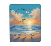 Seagulls by the sea - Alfombrilla de mouse multicolor con borde de bloqueo de goma gruesa de 7.9 x 9.5 pulgadas para oficina, juegos, estudio y escritorio de trabajo