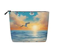 Seagulls by The Sea - Bolsa de maquillaje de cáñamo falso, organizador de viaje de gran capacidad para viajes de negocios y uso diario