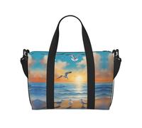 Seagulls by the sea - Bolsa de viaje estampada con correa ajustable para el hombro, adecuada para viajes y deportes